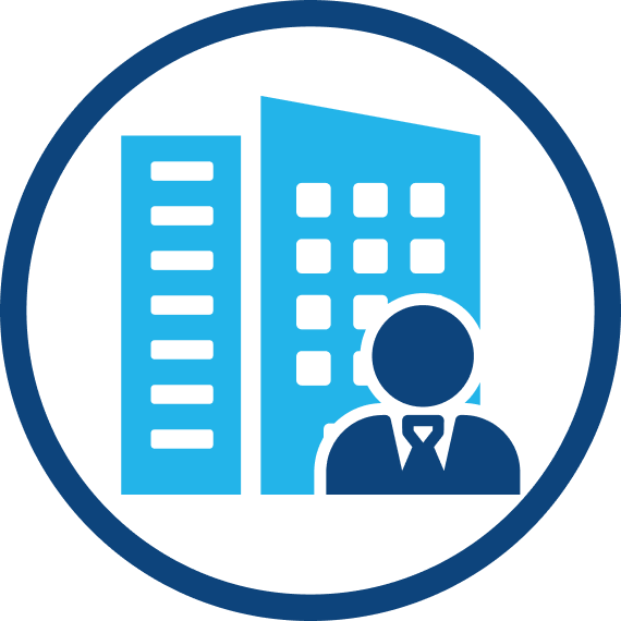 会社と従業員を表すサービス説明アイコン