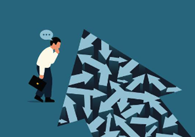 矢印が乱れた方向を示すイラスト